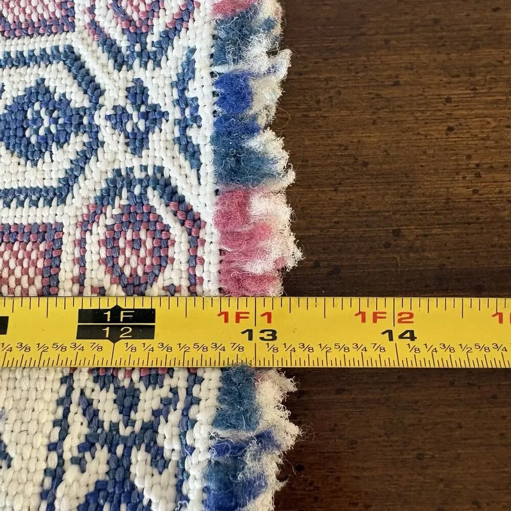 Vtg Placemats 4 Heart Reversible 80's Style Fringe Granny Cottage Core Pink Blue